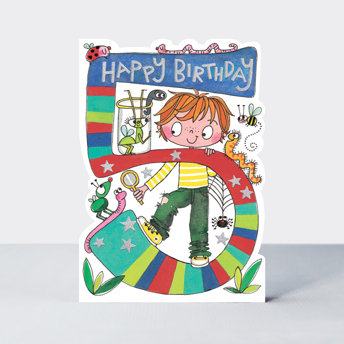 Boys 5th Bugs Birthday Card