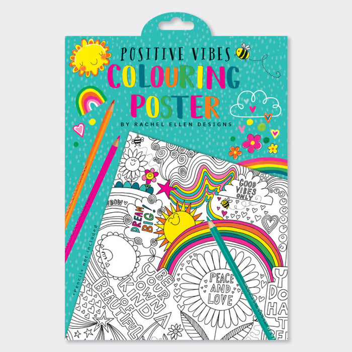Positive Vibes Colouring Poster Rachel Ellen