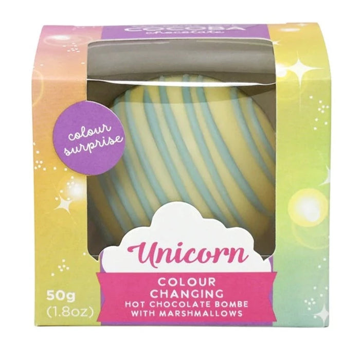 Unicorn Colour Change Hot Chocolate And Marshmallow Bombes Cocoba