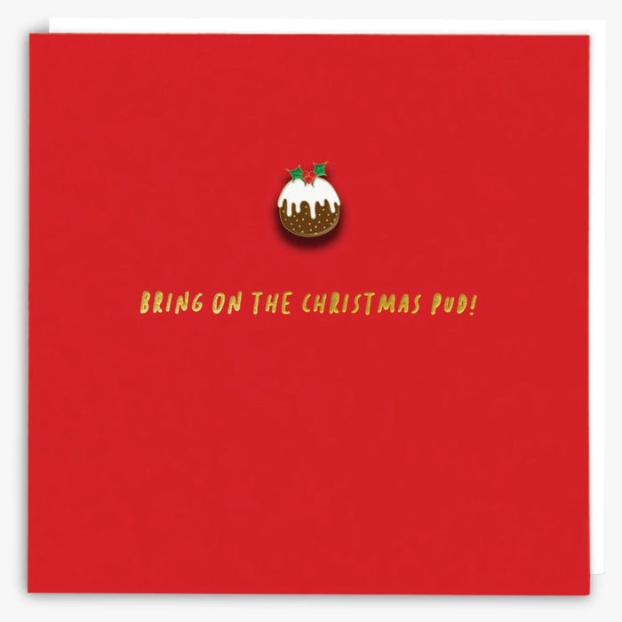 Christmas Pudding Enamel Pin Christmas Card