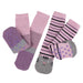 Toes Girls Slipper Socks Cats and Purple Stripes