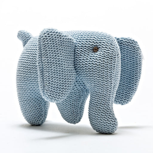 Organic Knitted Blue Elephant Rattle