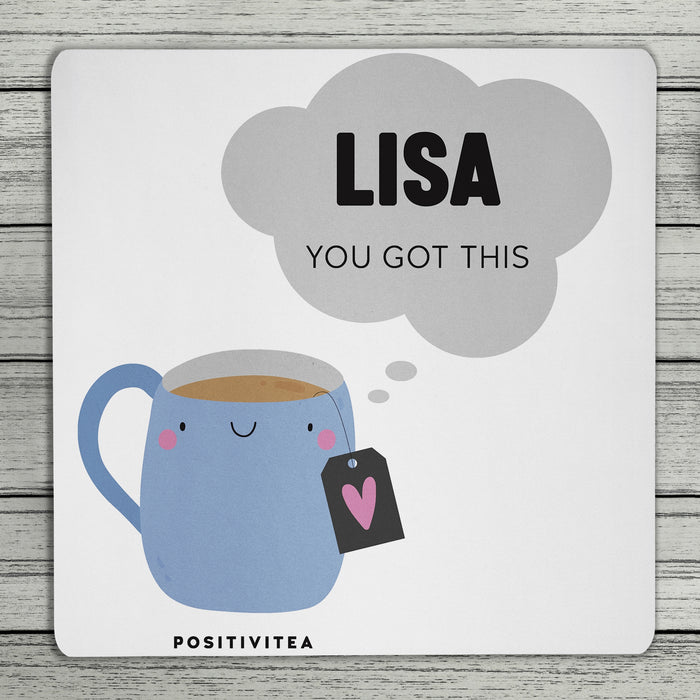 Positivitea Personalised Name Coaster (Blue Or Pink)