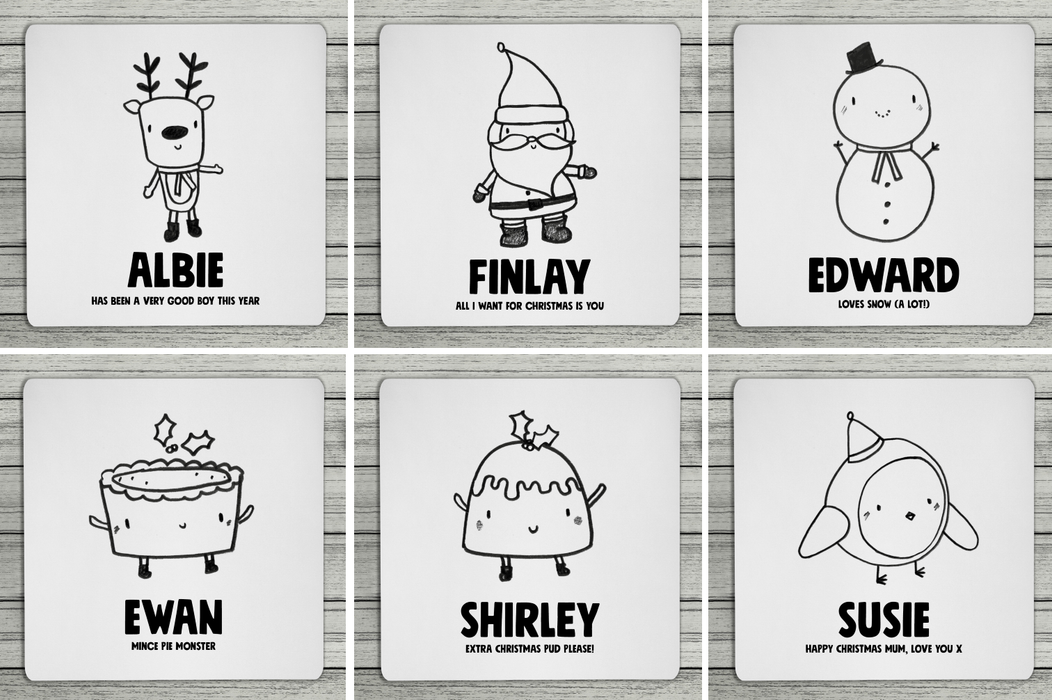 Mix And Match Personalised Christmas Coasters - Various Designs