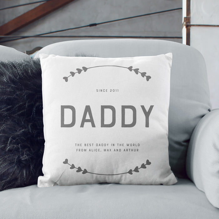 Personalised Father's Day 'Happy Place' Cushion - Various Colours