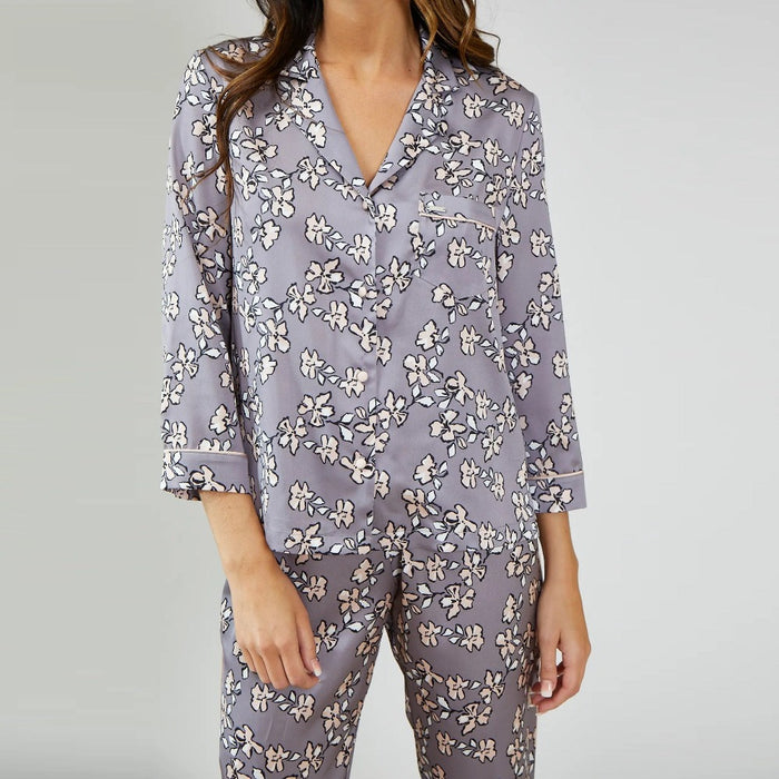 Dove Grey Floral Pyjama Set
