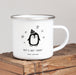 Personalised Christmas Enamel Mug Penguin