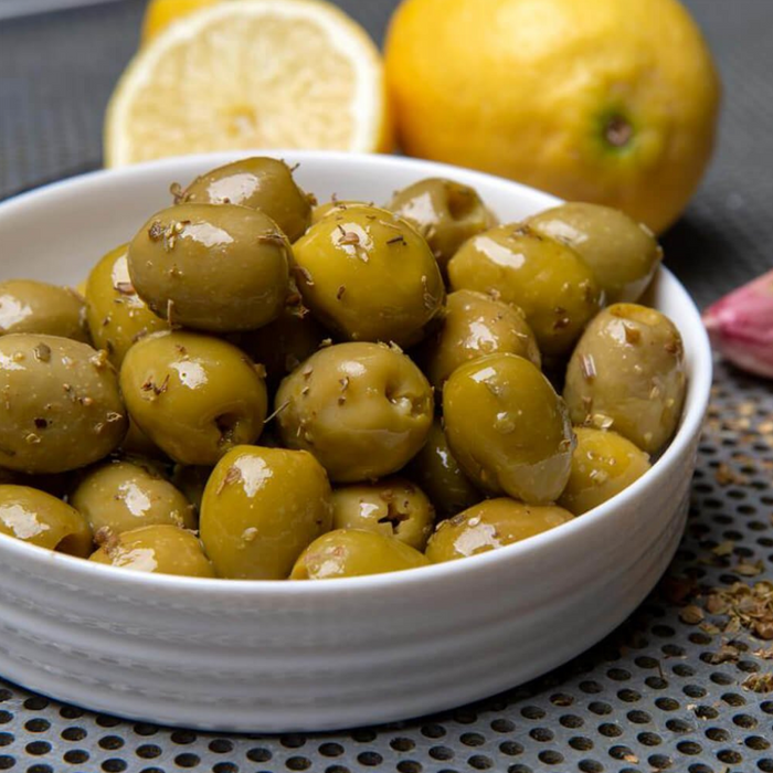Pitted Green Olives with Lemon & Oregano
