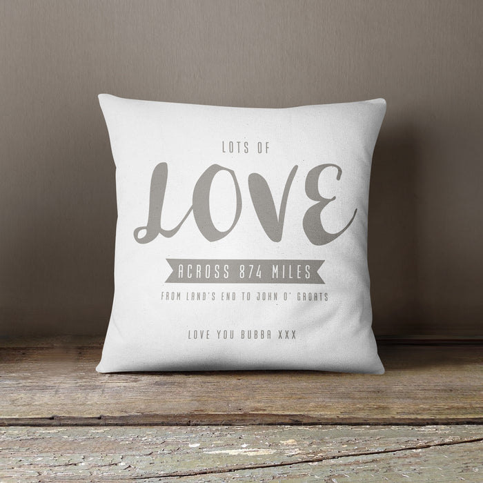 Personalised Love Across The Miles Cushion - Various Colours