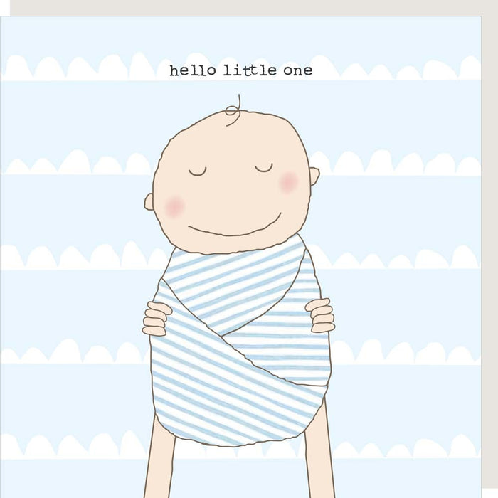 "Hello Little One" Blue New Baby Boy Card