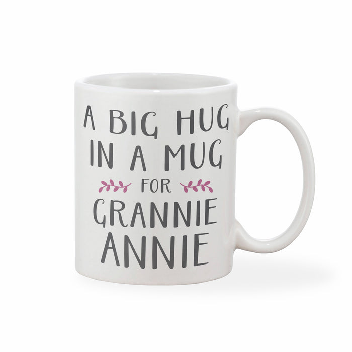 A Big Hug In A Mug Grey & Pink Personalised Mother's Day Mug