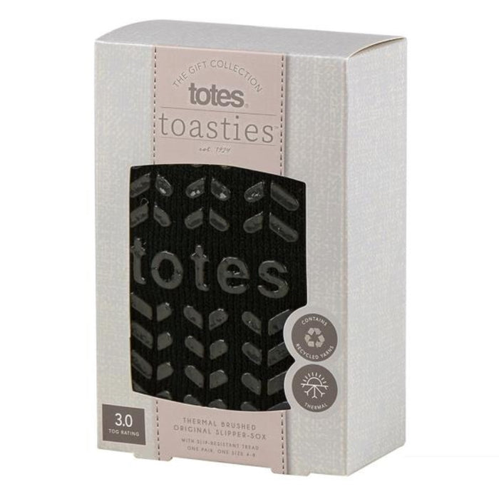 Totes Ladies Thermal Slipper Socks - Various Colours Black Boxed