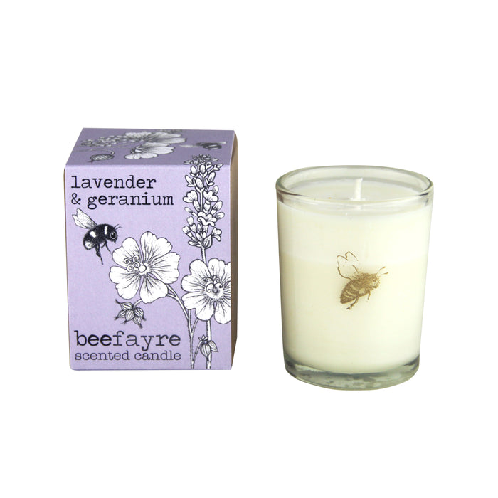 Beefayre Lavender and Geranium Candle