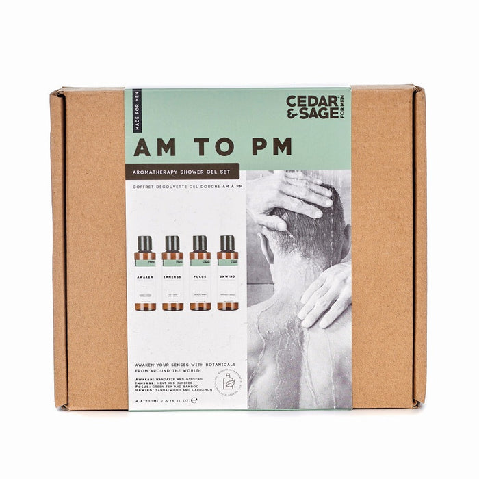 Cedar & Sage Men's AM to PM Shower Gel Set