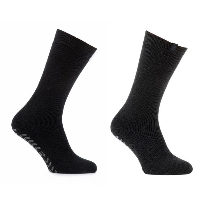 Totes Mens Thermal Slipper Socks - Black or Charcoal