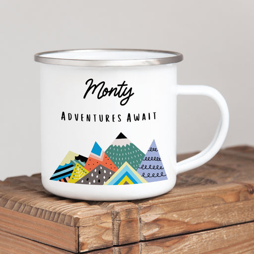 adventure awaits personalised mug