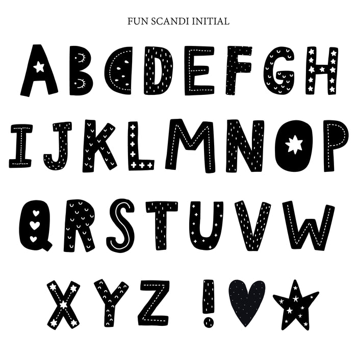 Fun Scandi Initial Mug (Personalised Message Optional - Various Colours)