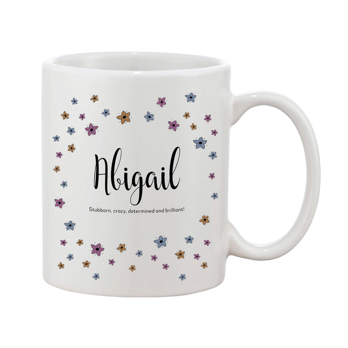 Ditsy Floral Mug With Personalised Message (Various Colours)