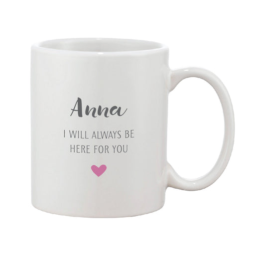 Grey & Pink Heart Mug With Personalised Message
