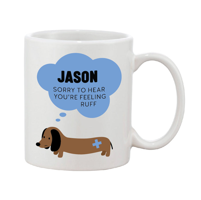 Feeling Ruff Personalised Name Coaster (Blue Or Pink)