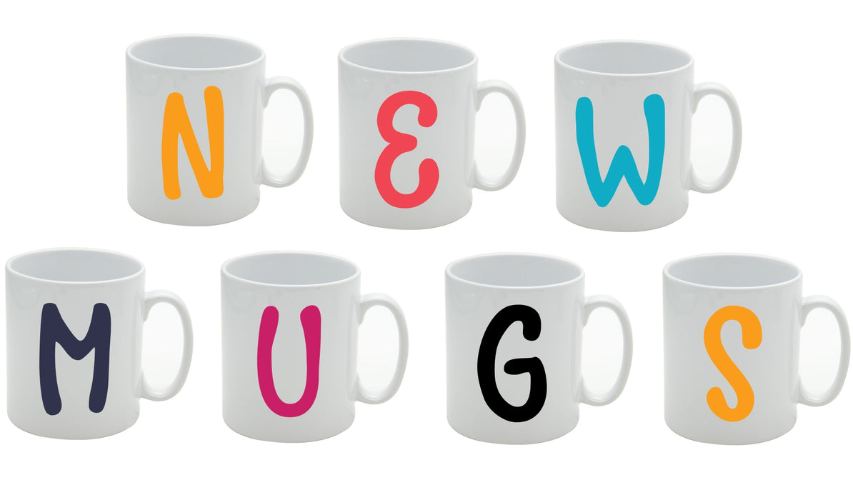 Funky Initial Mug (Personalised Message Optional - Various Colours)