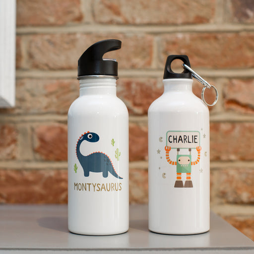 Children's Personalised Dinosaur or Robot Water Bottle