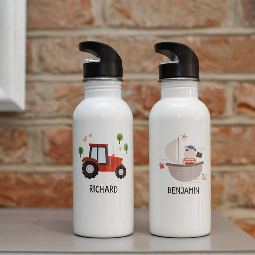 Children's Personalised Tractor Or Pirate Water Bottle
