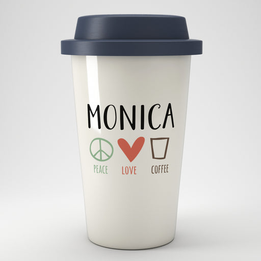Peace Love Coffee Personalised Eco Travel Mug