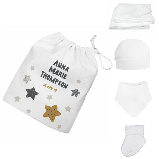 Personalised Newborn Baby Gift Set - Navy Stars