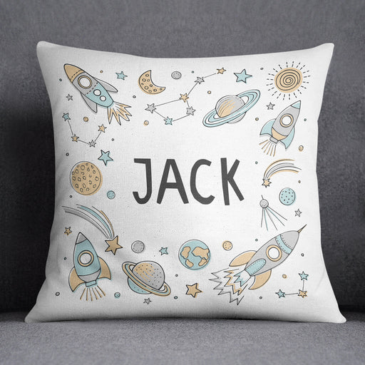 Personalised space theme baby cushion