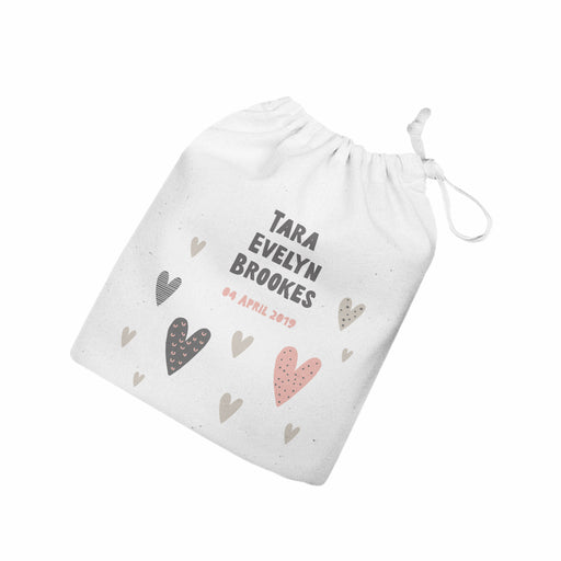 Personalised Newborn Baby Girl Gift Set - Pink Hearts