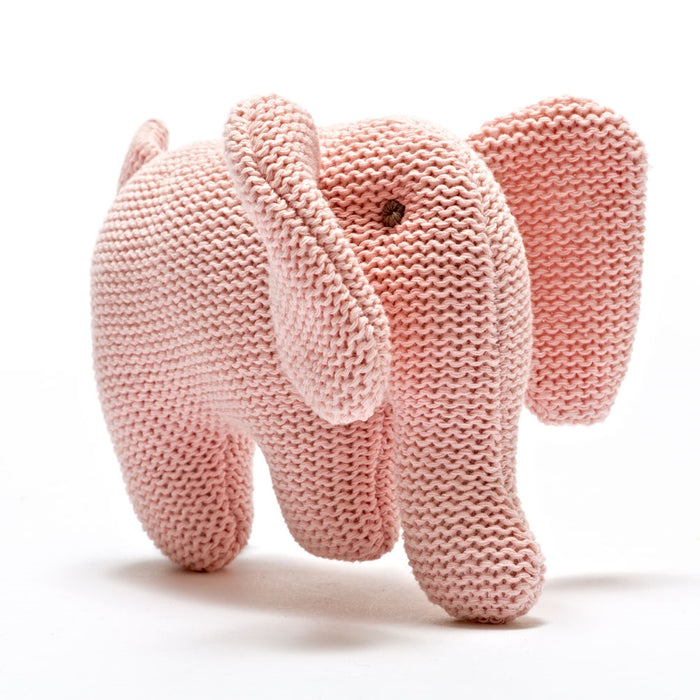 Organic Knitted Pink Elephant Rattle