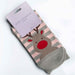 Ladies Christmas Reindeer Bamboo Socks - Silver and Pink stripe