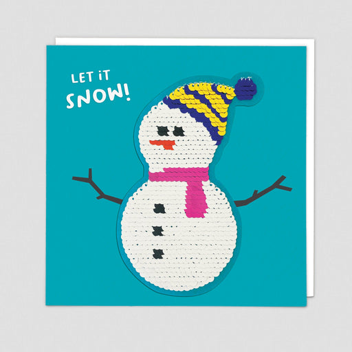 Snowman Reversible Sequin Christmas Card