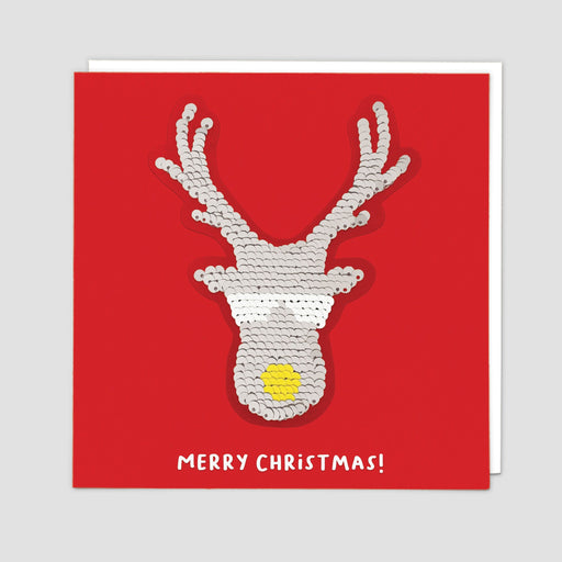 Reindeer Reversible Sequin Christmas Card