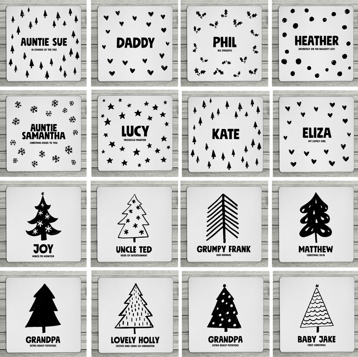 Mix And Match Personalised Christmas Coasters - Various Designs