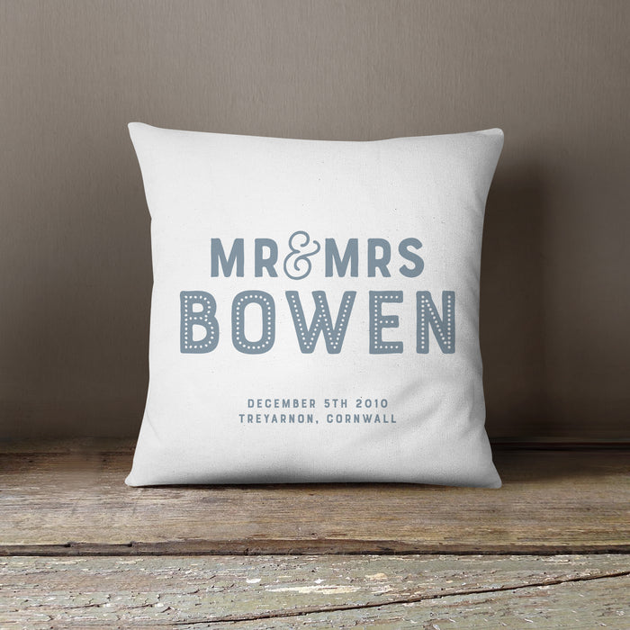 personalised mr and mrs cushion