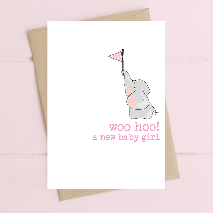 'Woo Hoo Baby Girl!' New Baby Card
