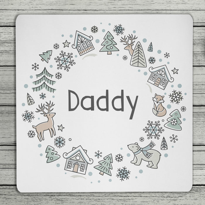 Scandi Christmas Personalised Coaster