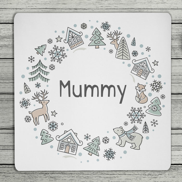 Scandi Christmas Personalised Coaster