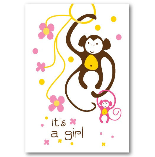 "It's A Girl! Monkey" New Baby Card