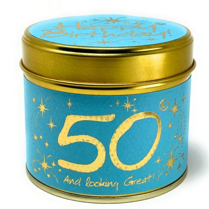 Happy Birthday Candle Tins - Milestone Ages 50