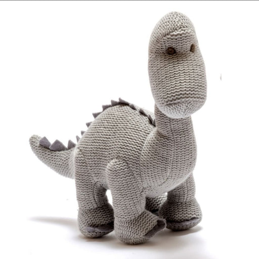 Grey Knitted Diplodocus Dinosaur Soft Toy
