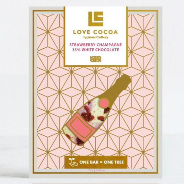 The 60th Birthday Gift Box For Her Strawberry Champagne White Chocolate Bar